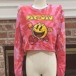 PacMan PAC-MAN red & pink cropped tie dyed sweatshirt / M / Excellent condition Photo 6