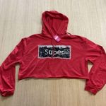 A'Gaci A’GACI Long Sleeve Red Super Sassy Cropped Sweatshirt Top Womens Small New Photo 0