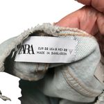 ZARA raw waist & hem mid-rise light wash distressed denim jean shorts 00/0 Photo 2