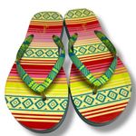 Vera Bradley Serape Paradise Flip Flops Tribal Native Print Teal Yellow Red 7 8 Photo 0