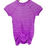 Athleta  Purple Striped Fastest Track Fitted Short Sleeved T-shirt Sz XS Photo 3