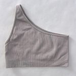 Set Active  x OUAI Limited Edition Taupe One Shoulder Rib Sports Bra Small Photo 2
