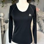 Black Athletic Shirt V Neck Long Sleeve Activewear Womens Small Photo 0