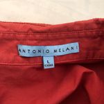 Antonio Melani Burnt Orange cotton coquette ruffle belted tie back shirt top blouse button front 3/4 sleeve-boho, offie siren core, preppy, lolita, modest Size L-measurement in pics Excellent condition Photo 4