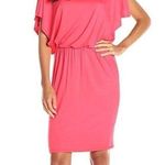 Trina Turk  Jersey Knit Sheath Dress Stretch Short Sleeve BlousonâCoral Small New Photo 0