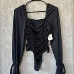 Free People NWT Black Ruched Bodysuit Photo 0