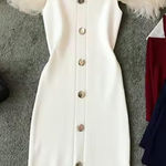 Sleeveless Button Front Bodycon Midi Dress Photo 0