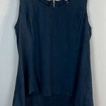 Premise  Tunic Top 1X Navy Blue 100% Linen‎ High Low Scoop Neck Exposed Zip Photo 0