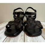 Cole Haan  Black Brown Leather Block Heel Strappy Sandal Size 8.5B Photo 4
