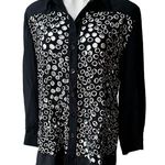 Gottex Vintage Black Cutout Button Front Long Sleeve Shirt, Swim Top Photo 5