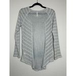 Xhilaration Womens S Gray Knit Sweater Lace Inset Lagenlook Raw Seams Semi-Sheer Photo 1