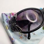 Falls Creek NWT  Black Butterfly Sunglasses & Blue Floral Pouch Photo 2