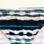 Skye Black White Teal Abstract Stripe Side Tie Bikini Bottoms NWT XL Lined Photo 1