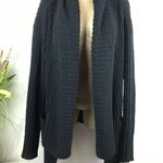 POL  Black Cozy Fuzzy Soft Oversized Open Front Knit Sweater M Photo 1