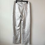 Naked Wardrobe Naked‎ Wardrobe Faux Leather Croc Straight Leg Pants Silver L Photo 6