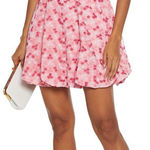 Monique Lhuillier ML  Gathered Embroidered Tulle Mini Dress Pink Floral Fit Flare Photo 0