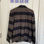 Jones Wear Studio women’s black tan striped stretch shoulder pad button blazer Size L Photo 6
