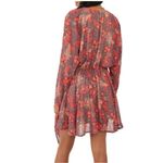 Free People  Floral Scarf Teegan Mini Dress V Neck Size L Photo 2