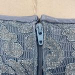 Vintage 90s Jessica McClintock Floral Lace Mini Dress High Neck Powder Blue Size 0 Photo 5