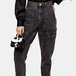 Topshop 25 Mom Jean Black Acid Wash with Zipper Pockets and Utility Side Pockets Photo 2