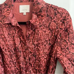 167 Cinq a Sept Gaby Tie Front Snake Print Shirt Dress Size 4 Red Photo 5