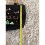 kim rogers Black Christmas Santa Reindeer Bamboo Handle Tote Bag Photo 6