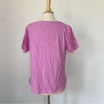 I.B. Diffusions Solid Light Purple Cotton Blend Floral Eyelet Cutout T-Shirt Photo 3