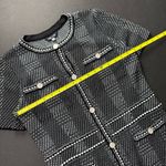 Misook Bold Plaid Tweed Knit Sheath Dress Short Sleeve Stretch Black White Sz S Photo 10