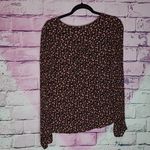 Garnet Hill  BLACK MICRO FLORAL LEAF BOTANICAL PRINTED BOHO BUTTON FRONT BLOUSE 8 Photo 1