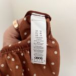 ASOS [] Brown White Polka Dot Print Babydoll Shirred Puff Sleeve Mini Dress Sz 14 Photo 10