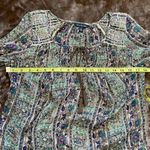 American Eagle Sheer Long Elastic Sleeve Cream Gold Blue Green Top S Photo 8