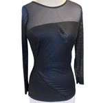 Venus Black Mesh Long Sleeve Top with Zipper Accents Size XS Photo 3