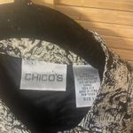 Chico's Black Gold Metallic Floral Button Front Duster Jacket size 1 M 8 silk Photo 3