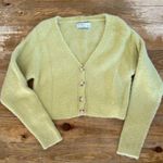 Bershka  button down fluffy yarn cardigan in lime green XS Photo 1