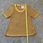 Anthropologie Angel of the North dark yellow open knit short sleeve top size S Photo 9