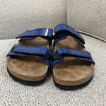 Birkenstock  Birki's Madura Blue‎ Patent Leather Two Strap Velcro Sandal Photo 6