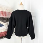 COS  Dolman Sleeve Boiled Wool Blend V-Neck Cropped Sweater Black Sz XS Photo 5