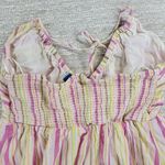 Old Navy Halter Dress Womens M Multicolor Striped Baby Doll Smocked Cinch Maxi Photo 13