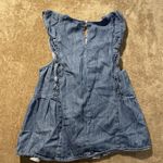 Old Navy  Tank Top Womens Small Denim Ruffle Sleeve Peplum Blue Blouse Keyhole Photo 2
