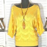 Vintage 80s 90s Yellow Knit Blouse Dolman Sleeves Large Photo 0