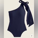 J.Crew NWT Navy Blue Bow Tie One Shoulder One-Piece Swimsuit Size 20 Photo 1