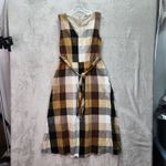Isaac Mizrahi Live Midi Dress Womens XXS Nuetral Regular Madras Plaid Self Belt Photo 1