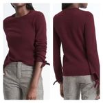 Banana Republic Wool Blend Tan Tie Bow Cuff Sleeve Crew Neck Sweater NEW XS Photo 5