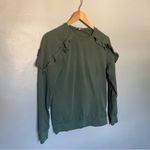 Darling Brand Ruffle Crewneck Sweater Sweatshirt Olive Green XS X Photo 1