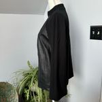 Carlisle  Black Leather Mixed Media Jacket w/ Mandarin Collar‎ size 8 Photo 3