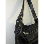 Coach Black Pebbled Leather Hobo Blue Lining F15064 Photo 4