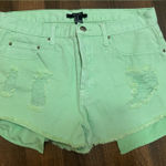 Forever 21 Green Distressed Jean Shorts Photo 0
