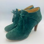 Sézane Sezane deep green suede ankle boots with tassel tie detail. Size 38 Photo 0