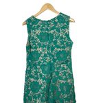 New York & Co. Sleeveless Lace Overlay Green Sheath Dress Women's 12 Photo 6