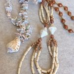 Bohemian shells, wood and paper necklaces. 3 pieces handmade Brown Photo 1